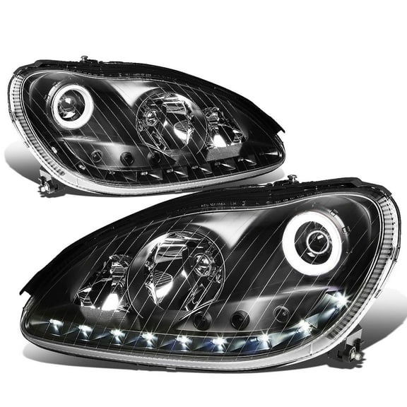 DNA Motoring For 00-06 Mercedes Benz S-Class W220 Euro Black LED DRL Projector Headlight Pair