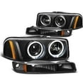thumbnail image 1 of DNA Motoring For 99-06 GMC Sierra Yukon 4PCS LED Halo Projector Headlight Bumper Lamps Black Amber, 1 of 8