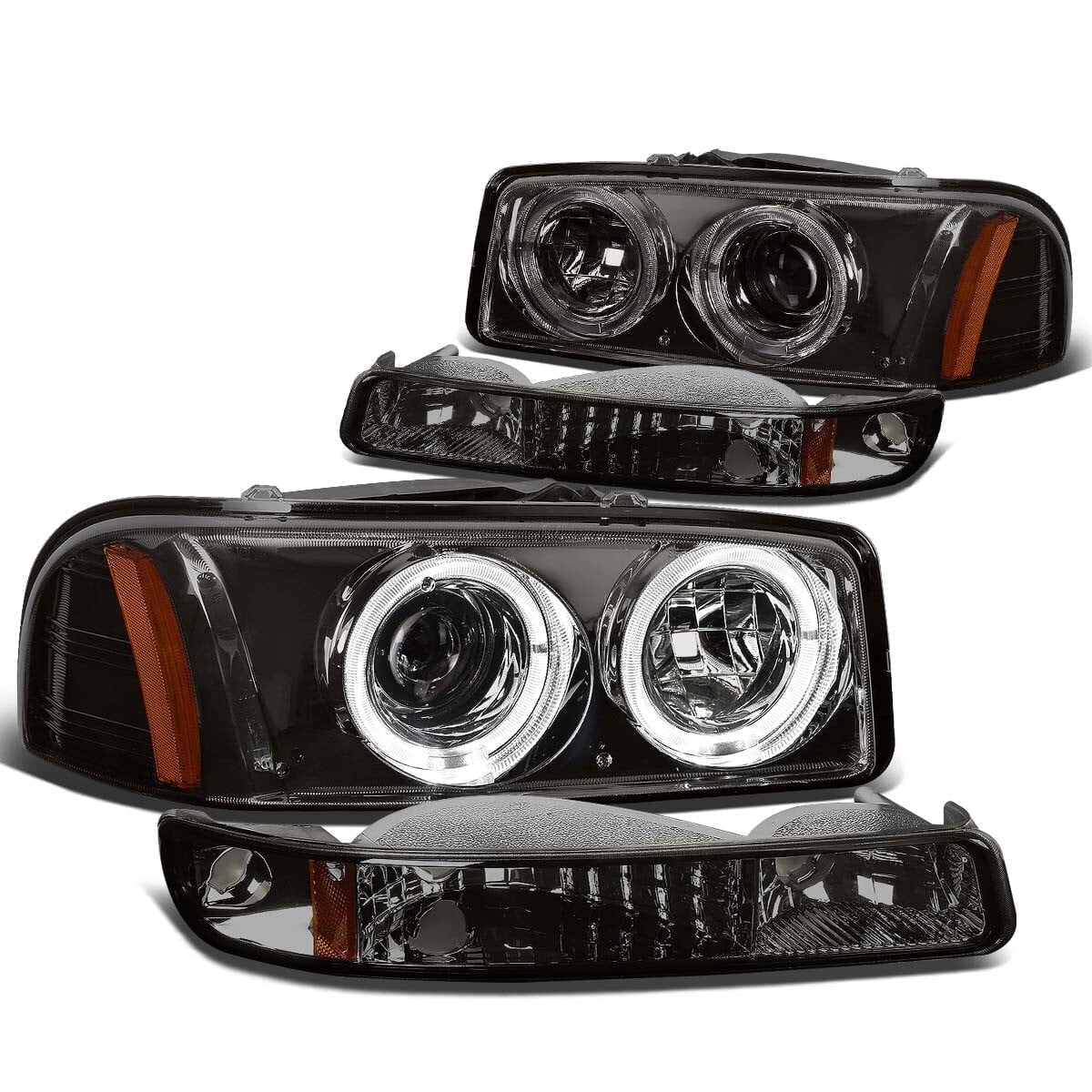 Fit 99-07 Sierra Yukon LED DRL+ Turn Signal Headlight Bumper Lamp Smoked Lens Fit 99-07 Sierra Yukon LED DRL+ Turn Signal Headlight Bumper Lamp Smoked Lens