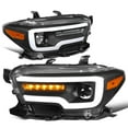 thumbnail image 1 of DNA Motoring HL-HPL-TTAM16-BK-AM For 2016 to 2017 Toyota Tacoma Black Housing Amber Side 3D LED DRL Sequential Projector Headlight Lamps, 1 of 7