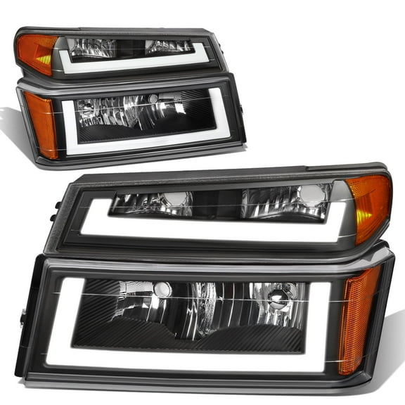 DNA Motoring Pair LED Black Headlight Bumper Parking Lamps For 04-12 Chevy Colorado GMC Canyon