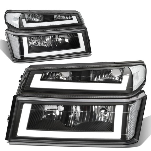 DNA Motoring Pair LED All Black Headlight Bumper Parking Lamps For 04-12 Chevy Colorado GMC Canyon