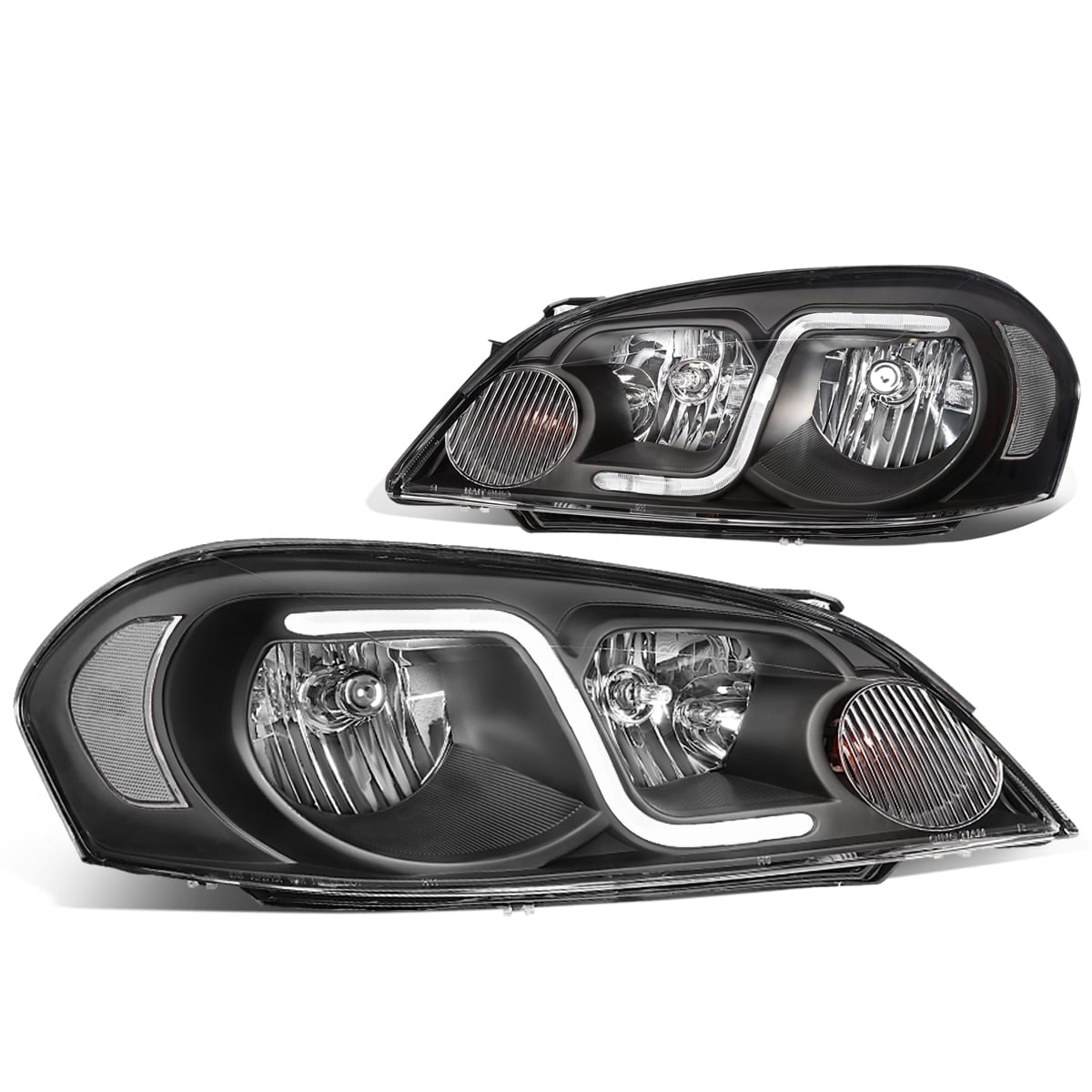 DNA Motoring For 06-16 Chevy Impala Limited Monte Carlo LED DRL Headlight Lamps Pair Black/Clear