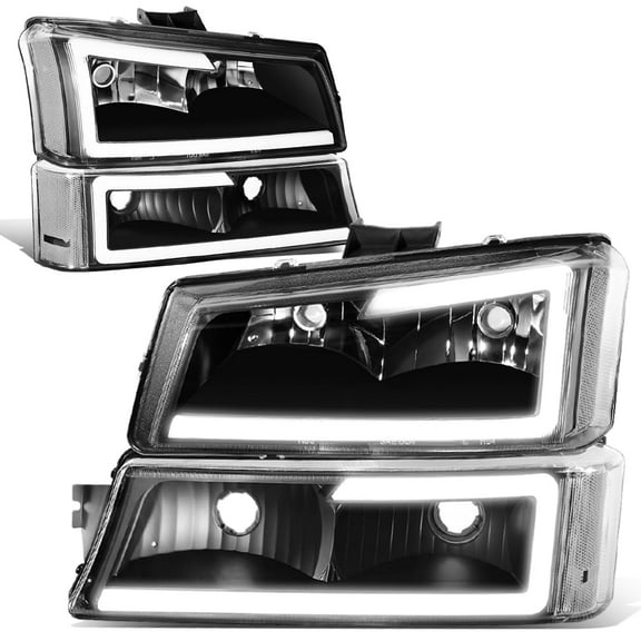 DNA Motoring For 03-07 Silverado Avalanche LED DRL Headlight Bumper Parking Lamp Black/Clear