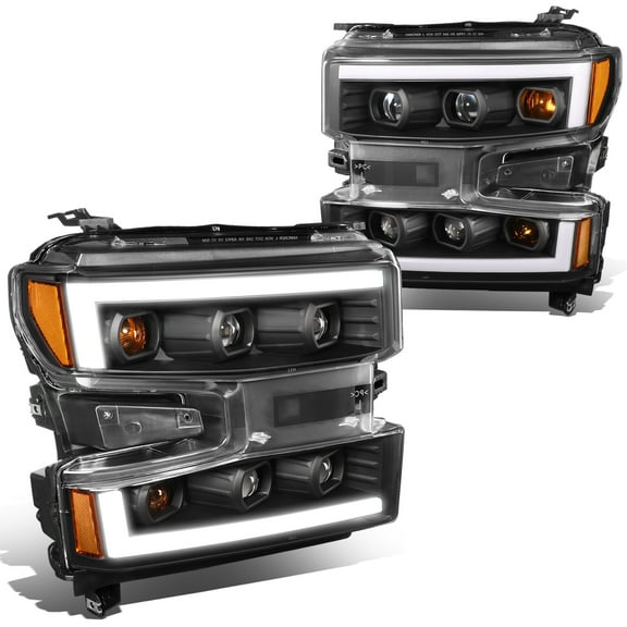DNA Motoring For 19-24 Chevy Silverado 1500 LED DRL Quad Projector Headlight Lamps Pair Black/Amber