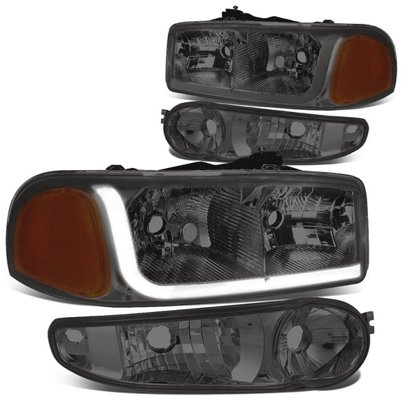 DNA Motoring For 01-07 GMC Sierra/Yukon Denali LED DRL Black Amber Headlights+Bumper Lamps