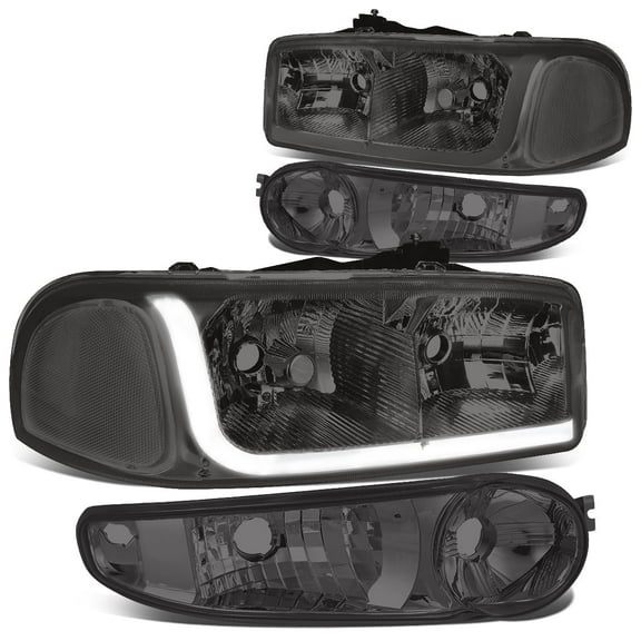 DNA Motoring For 01-07 GMC Sierra/Yukon Denali LED DRL Smoked Clear Headlights+Bumper Lamps