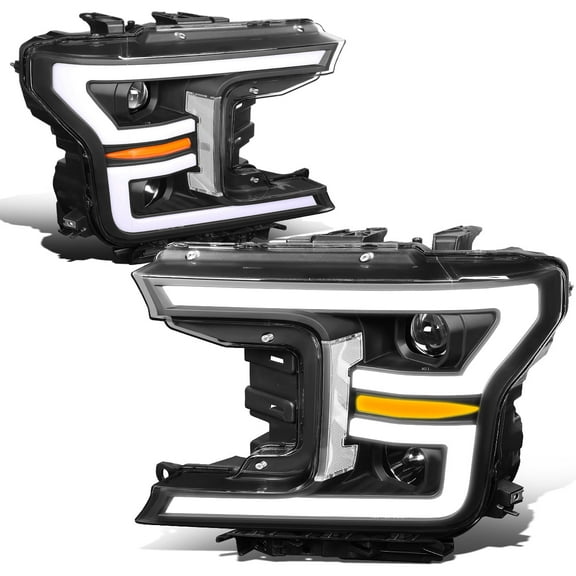 DNA Motoring pair Black LED Sequential Signal Projector Halogen Headlight For 2018-2020 Ford F150
