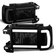 DNA Motoring Smoked LED DRL Headlights Corner Set for 1987-1991 Ford F150 F250 F350 Bronco