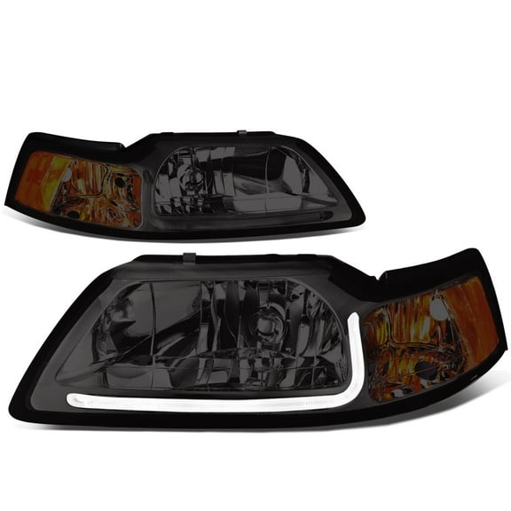 DNA Motoring For 99-04 Ford Mustang LED DRL Smoked Amber Corner Headlight Lamps Pair