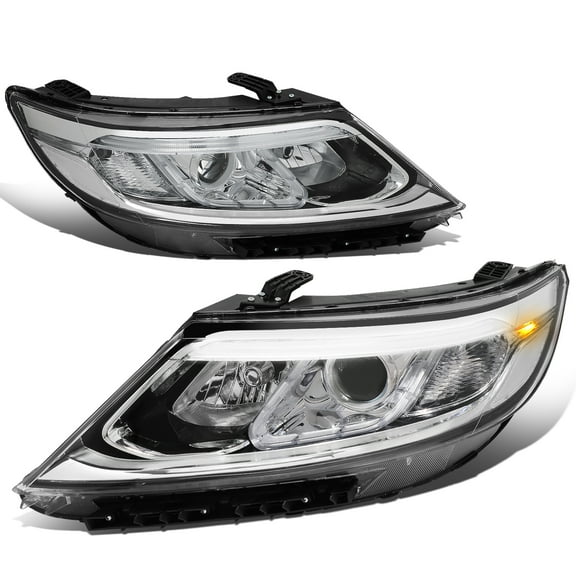 DNA Motoring HL-LB-KIA14-CH-CL1 For 2014 to 2015 Sorento EX/SX Chrome Housing Clear Corner 3D LED Running Light Bar Projector Headlight Head Lamps