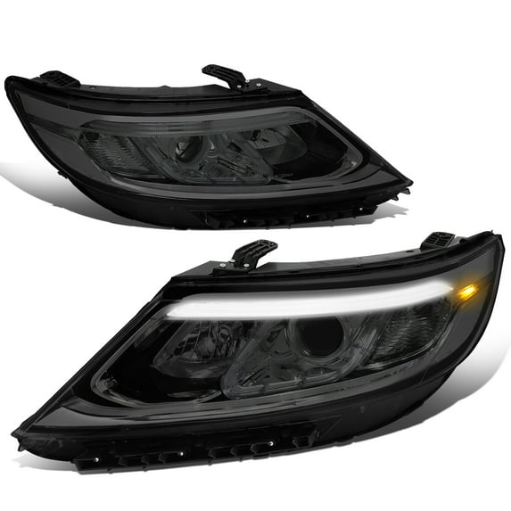DNA Motoring HL-LB-KIA14-SM-CL1 For 2014 to 2015 Sorento EX/SX Smoked Housing Clear Corner 3D LED Running Light Bar Projector Headlight Head Lamps