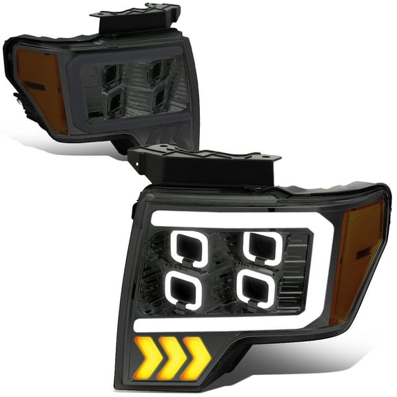 DNA Motoring Quad LED Smoked Projector Headlight Sequential Signal Lamps For 09-14 Ford F150