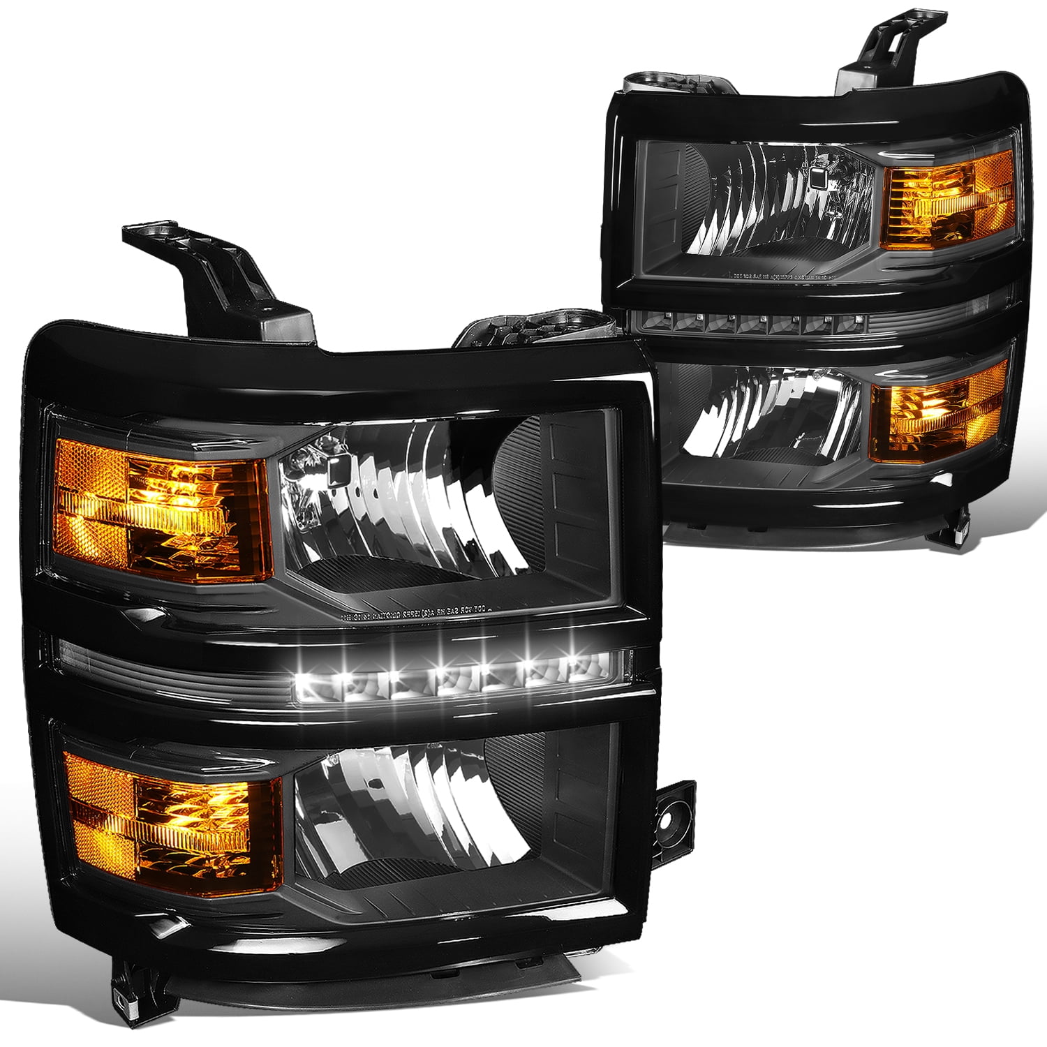 Smoke Tinted Headlight Set For 2014-2015 Chevy Silverado 1500 — Left & Right Pair, DOT Certified