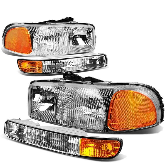 DNA Motoring For 99-06 GMC Sierra 1500 Yukon Factory Style Fluted Lens Headlights Bumper Lamp