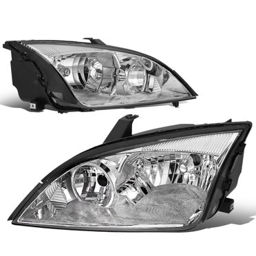 For 2005-2007 Ford Focus Headlights Set - Chrome Housing Clear Lens, Driver & Passenger Side