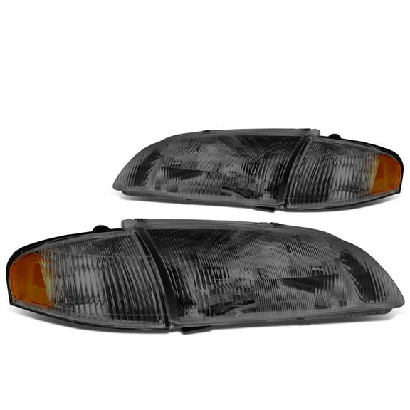DNA Motoring HL-OH-063-SM-AM For 1998 to 1999 Mazda 626 Headlight Smoked Housing Amber Corner Headlamp 4Pcs Left + Right