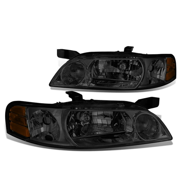 DNA Motoring HL-OH-072-SM-AM For 2000 to 2001 Nissan Altima L30 Headlight Smoked Housing Amber Corner Headlamp Left + Right