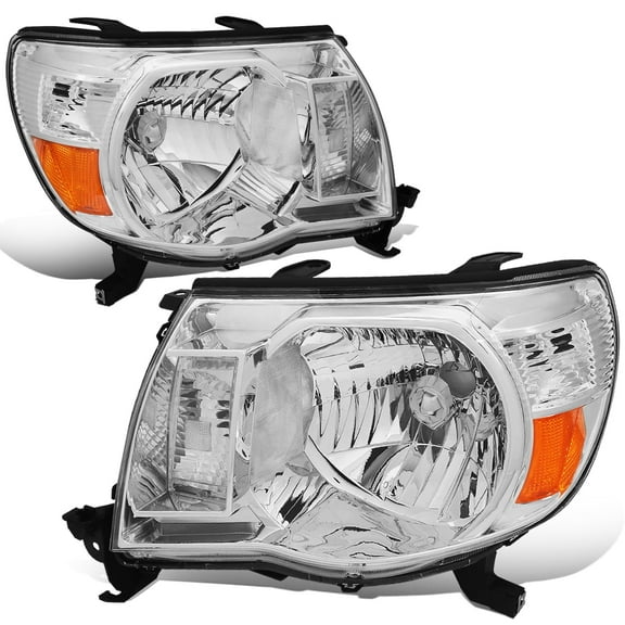 DNA Motoring for 05-11 Toyota Tacoma Chrome Housing Amber Corner Headlight Replacement Lamps