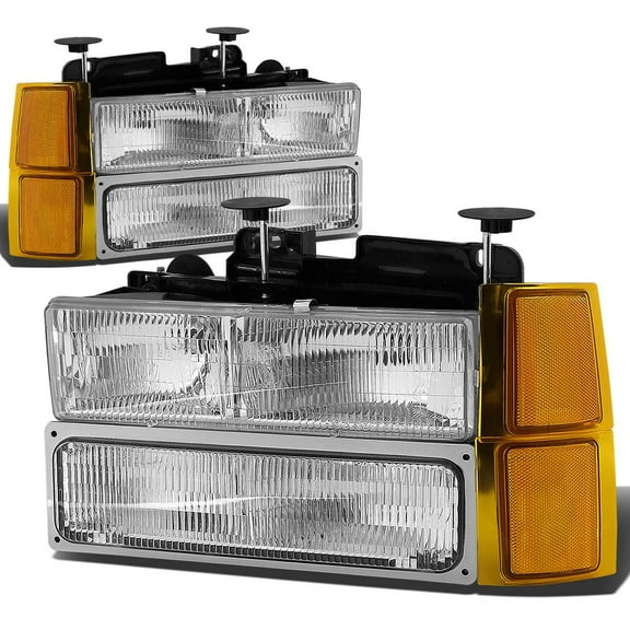 DNA Motoring 8 pcs Factory Style Headlight Parking Signal Lamps For 1994-1999 Chevy C10 C/K Pickup