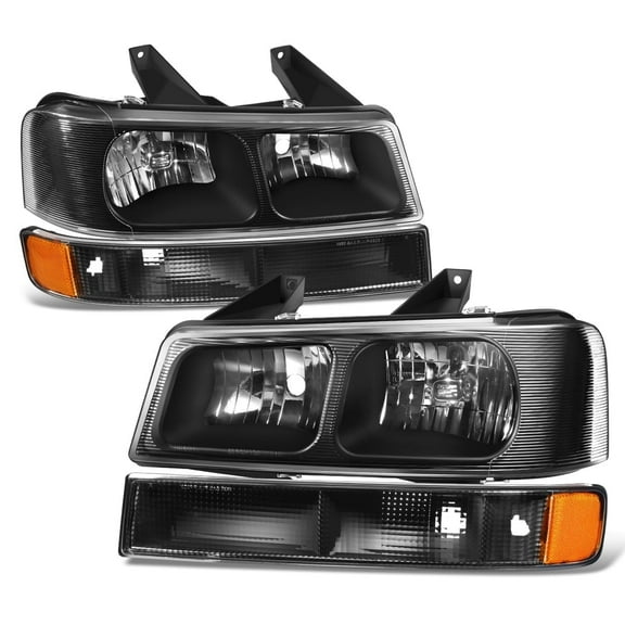 DNA Motoring For 03-24 Chevy Express GMC Savana Black Amber Headlights Bumper Signal Lamp Assembly