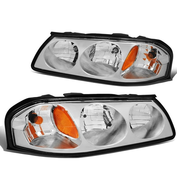DNA Motoring For 00-05 Chevy Impala Diamond Chrome Amber Corner Headlight Lamps Pair Replacement