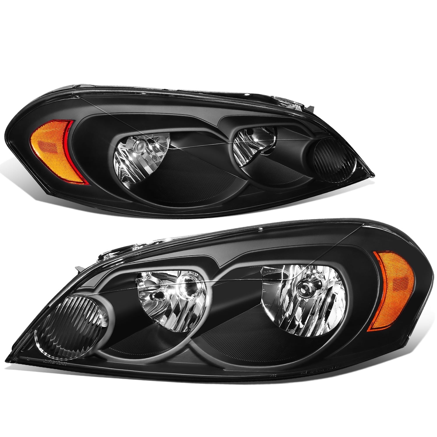 DNA Motoring For 06-16 Chevy Impala Monte Carlo Black Amber Corner Headlight Lamp Pair