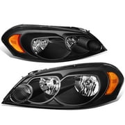 DNA Motoring HL-OH-CI06-BK-AM For 2006 to 2016 Chevy Impala Monte Carlo Headlight Assembly Black Housing Amber Corner Headlamp 07 08 09 10 11 12 13 14 15