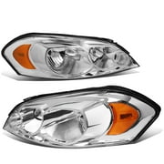 DNA Motoring HL-OH-CI06-CH-AM For 2006 to 2016 Chevy Impala Monte Carlo Headlight Assembly Chrome Housing Amber Corner Headlamp 07 08 09 10 11 12 13 14 15