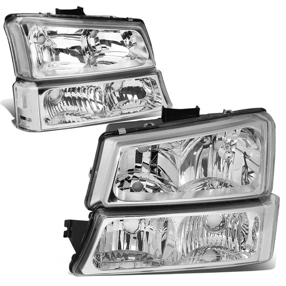 DNA Motoring For 03-06 Chevy Silverado 1500-3500 Avalanche Headlight Bumper Lamps Chrome Pair