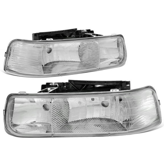 DNA Motoring HL-OH-CS99-2P-CH For 1999 to 2006 Chevy Silverado Tahoe Headlights Chrome Housing Headlamp - GMT800 00 01 02 03 04 05 Left + Right
