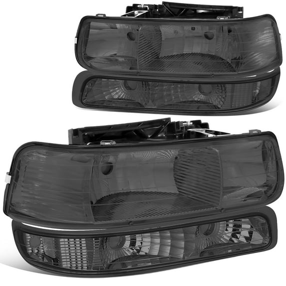 DNA Motoring For 99-02 Silverado 00-06 Suburban Tahoe Headlight Bumper Parking Lamps Smoked Clear