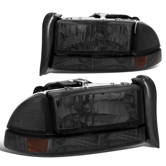 DNA Motoring For 97-04 Dodge Dakota Durango Smoked Amber Corner Headlight Bumper Parking Lamps