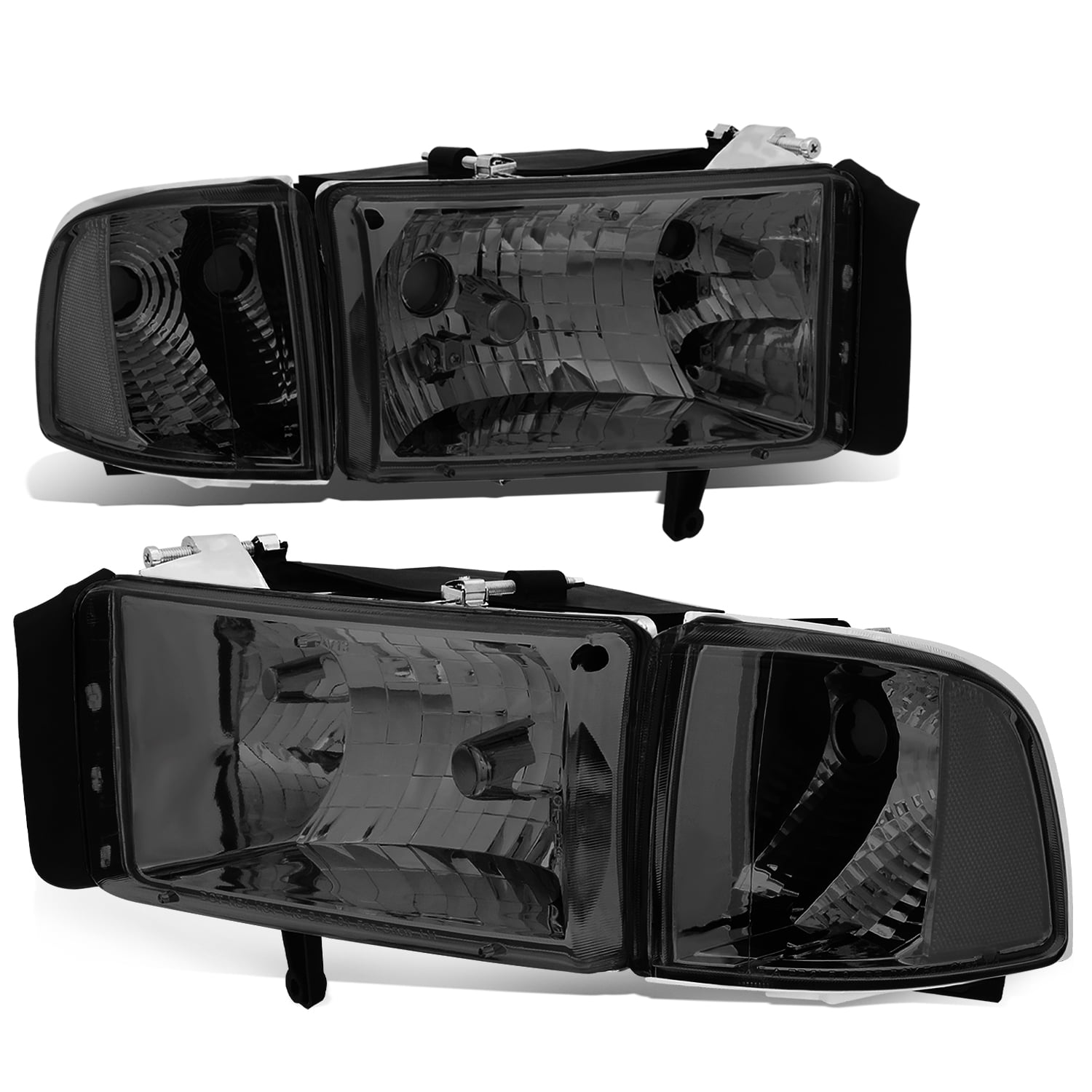 Black Headlights For 1994-2002 Dodge Ram 1500 2500 3500 Amber Corner