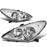 DNA Motoring HL-OH-ES30002-CH-CL1 For 2002 to 2003 Lexus ES300 2004 ES330 Pair Factory Style Chrome Housing Clear Side Front Driving Headlight Lamps Set