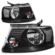 DNA Motoring For 04-08 Ford F150 06-08 Mark LT Black Clear Corner Headlight Lamps Pair