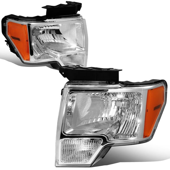 DNA Motoring For 09-14 Ford F150 Pickup OE Style Chrome Amber Corner Headlight Lamps Pair