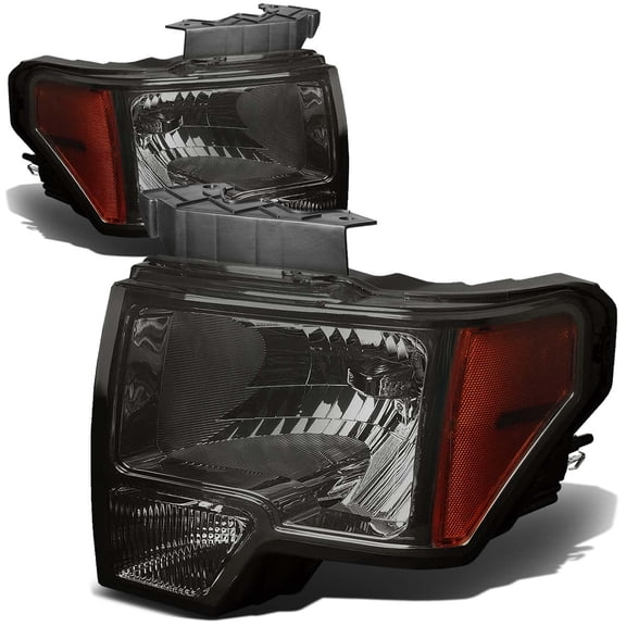 DNA Motoring For 09-14 Ford F150 Pickup OE Style Smoked Amber Corner Headlight Lamps Pair