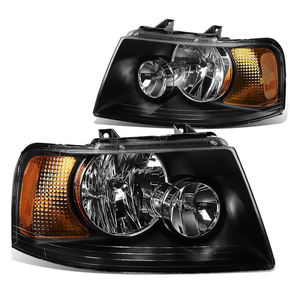 DNA Motoring For 03-06 Ford Expedition Black Amber Corner Headlight Lamps Pair Replacement