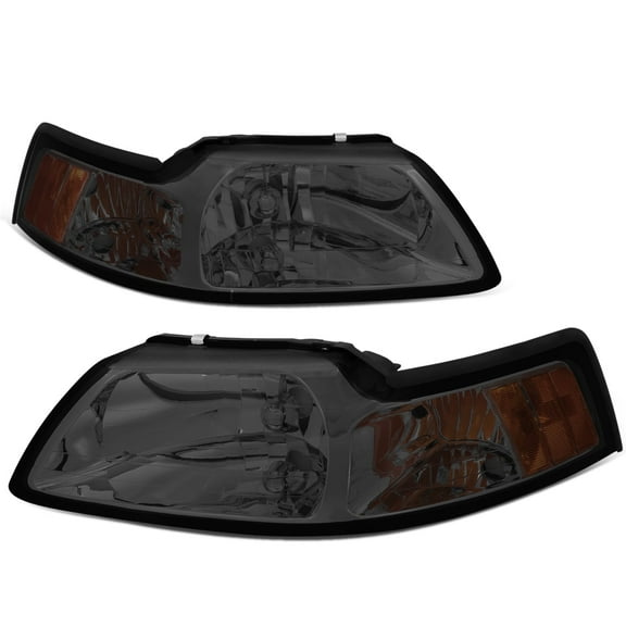 DNA Motoring For 99-04 Ford Mustang Smoked Amber Corner Headlight Lamps Pair Replacement