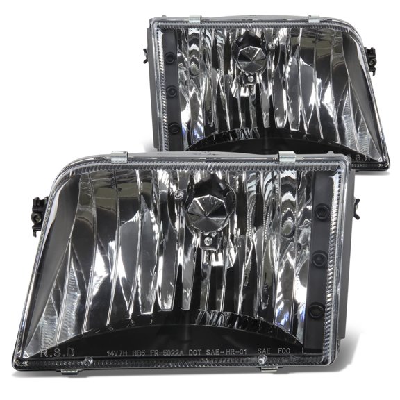 DNA Motoring For 93-97 Ford Ranger Pickup OE Style Black Clear Headlight Lamps Pair Left+Right