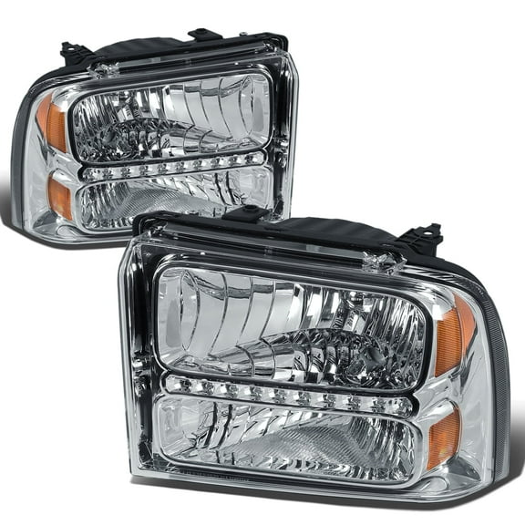 DNA Motoring For 05-07 Ford F250 F350 Super Duty LED DRL Chrome Amber Corner Headlight Lamps Pair