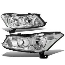 DNA Motoring HL-OH-HA084D-CH-CL1-T2 For 2008 to 2012 Honda Accord Sedan Pair OE Style Chrome Housing Clear Corner Headlight Lamps