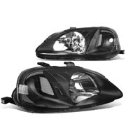 DNA Motoring For 99-00 Honda Civic JDM Black Clear Corner Headlight Lamps Pair