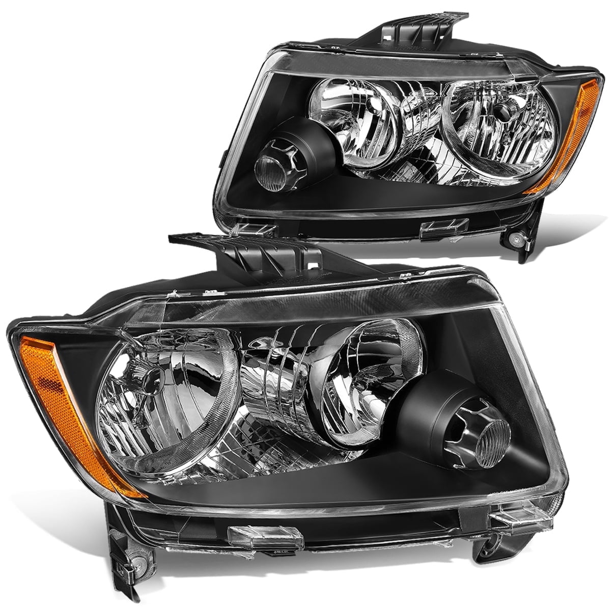 DNA Motoring For 11-13 Jeep Grand Cherokee Black Amber Corner Headlight Lamps Pair