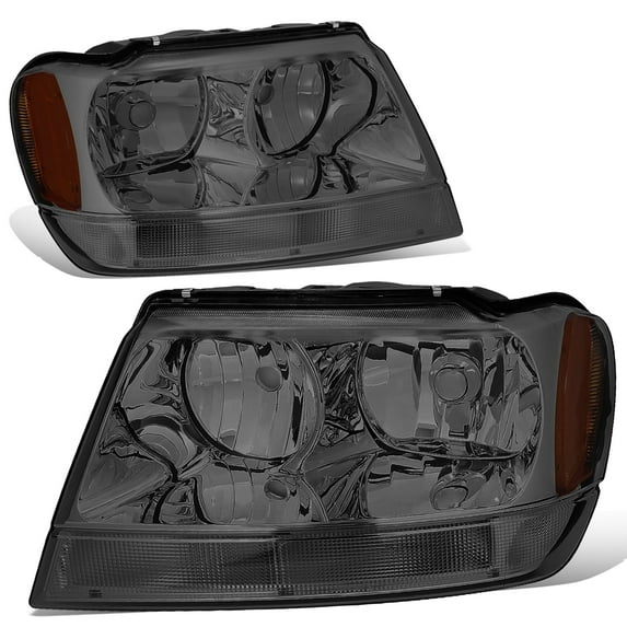 DNA Motoring For 99-04 Jeep Grand Cherokee WJ Smoked Amber Corner Headlight Lamps Pair