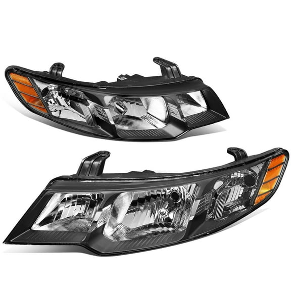 DNA Motoring For 10-13 Kia Forte Koup Black Amber Crystal Lens Headlight Lamp Pair Replacement