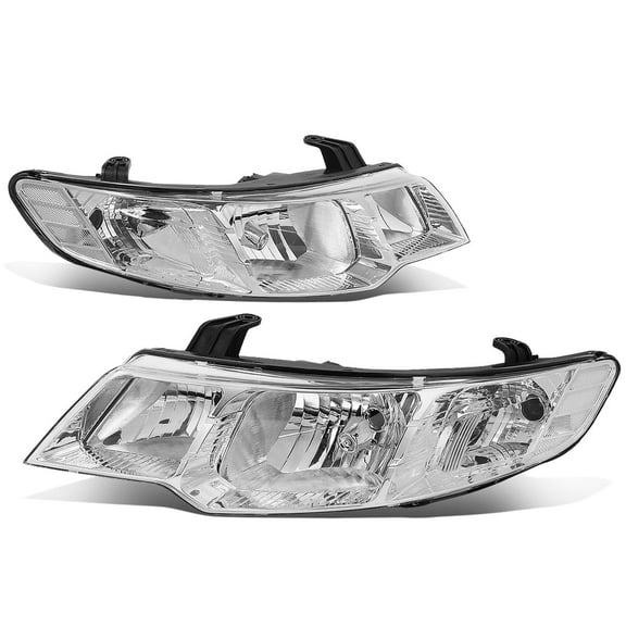 DNA Motoring For 10-13 Kia Forte Koup Chrome Housing Crystal Lens Headlight Lamp Pair Replacement