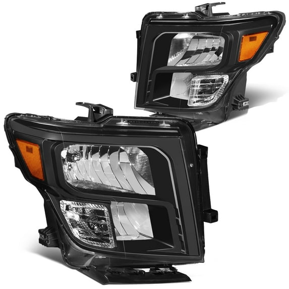 DNA Motoring For 16-24 Nissan Titan/Titan XD OE Style Black Amber Corner Headlight Lamps Pair