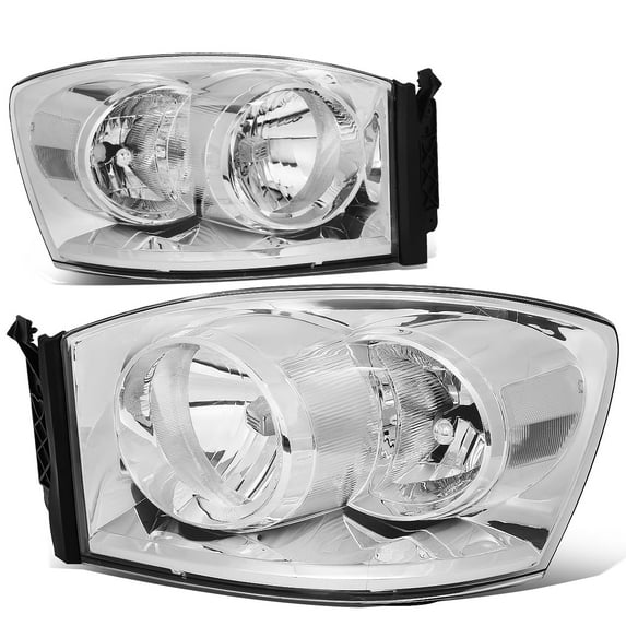 DNA Motoring For 2006-2009 Dodge Ram 1500 2500 3500 Chrome Clear Headlight Lamps Pair